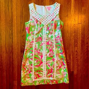 Lilly Pulitzer dress with white lace detail